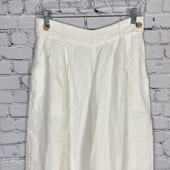 Banana Republic Lina Linen High Rise Pants Super Wide Flood Legs White - Picture 9 of 16
